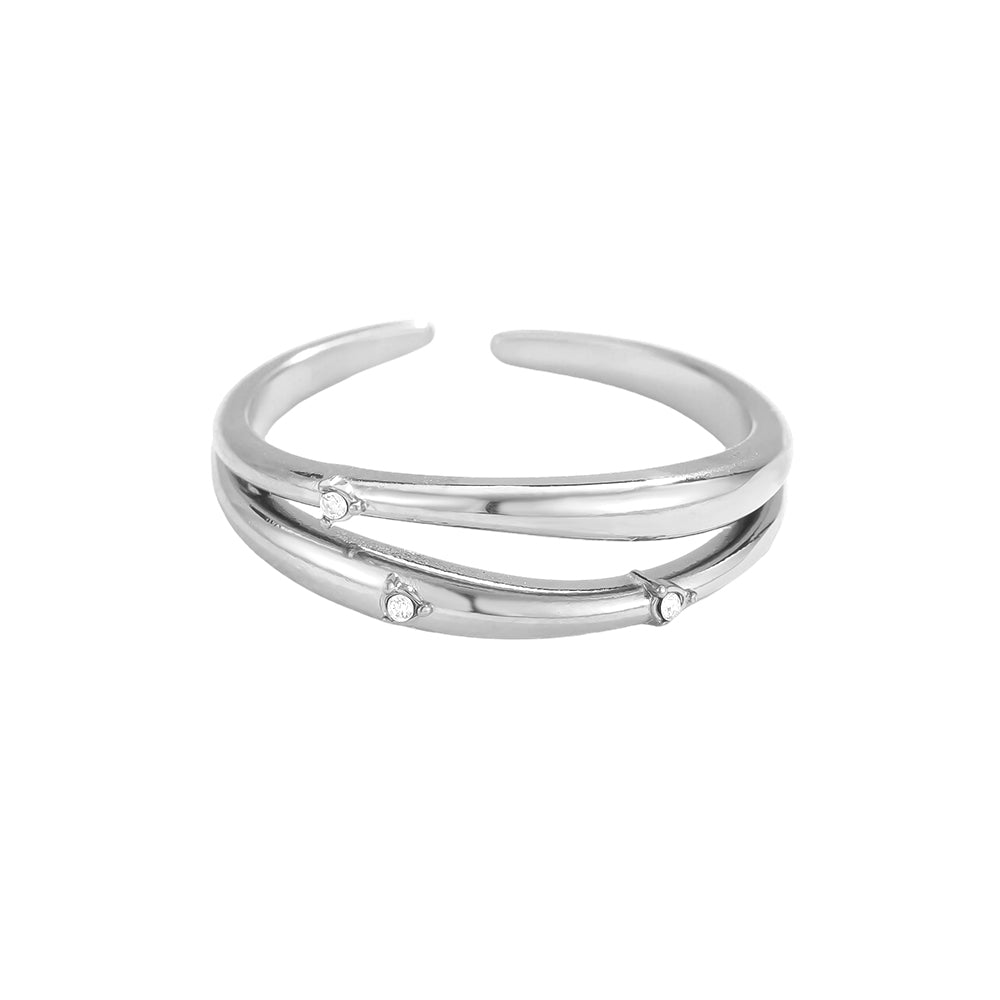 Ring "Funkeln" Silber | Verstellbarer Zirkonia Ring von Dottilove