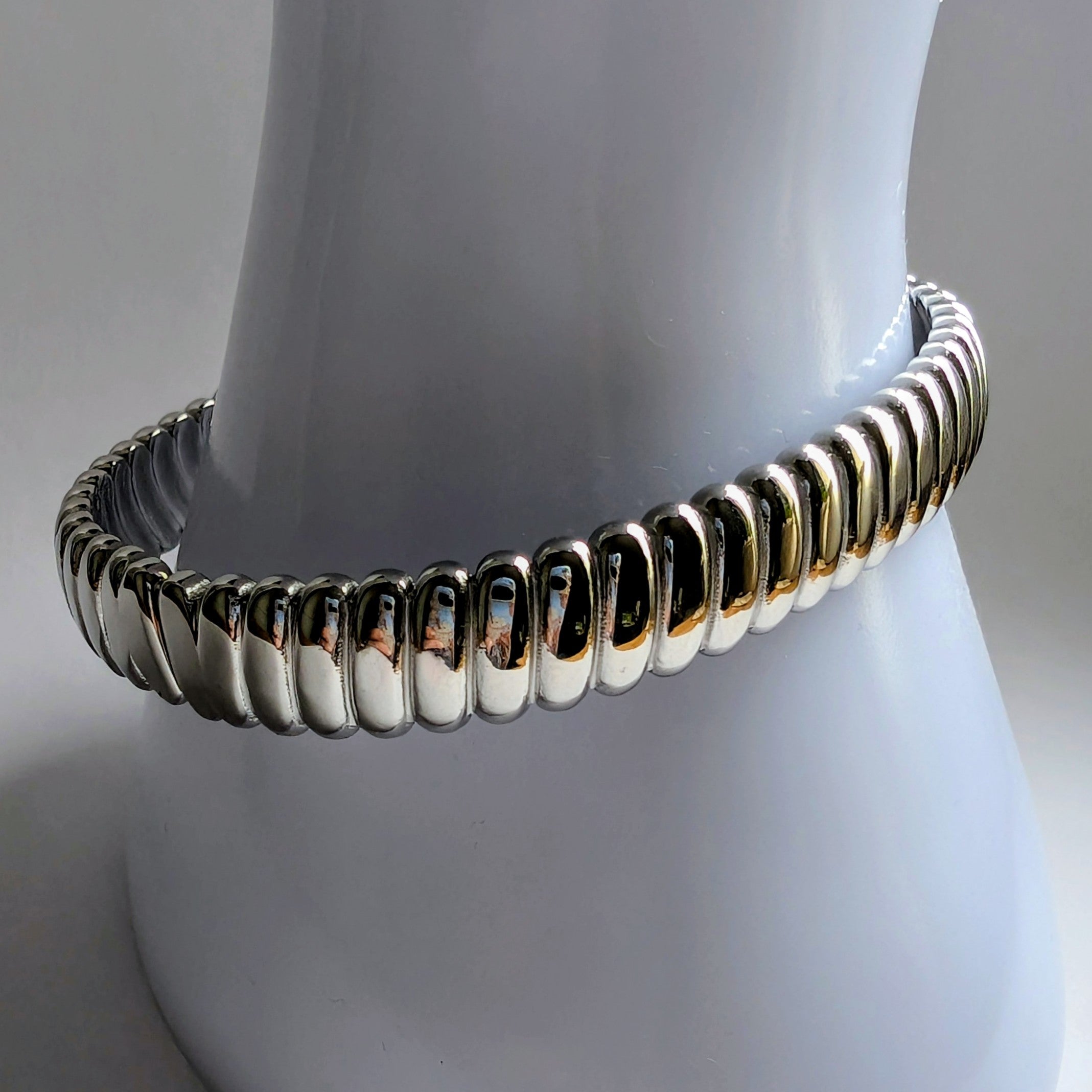 Edelstahl-Armreifen – Silber, offener Cuff-Style