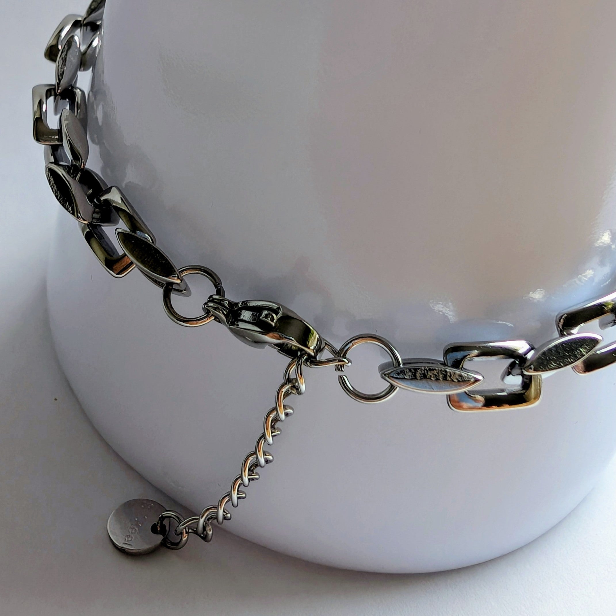 Edelstahl-Gliederarmband – Silber, breit & modern