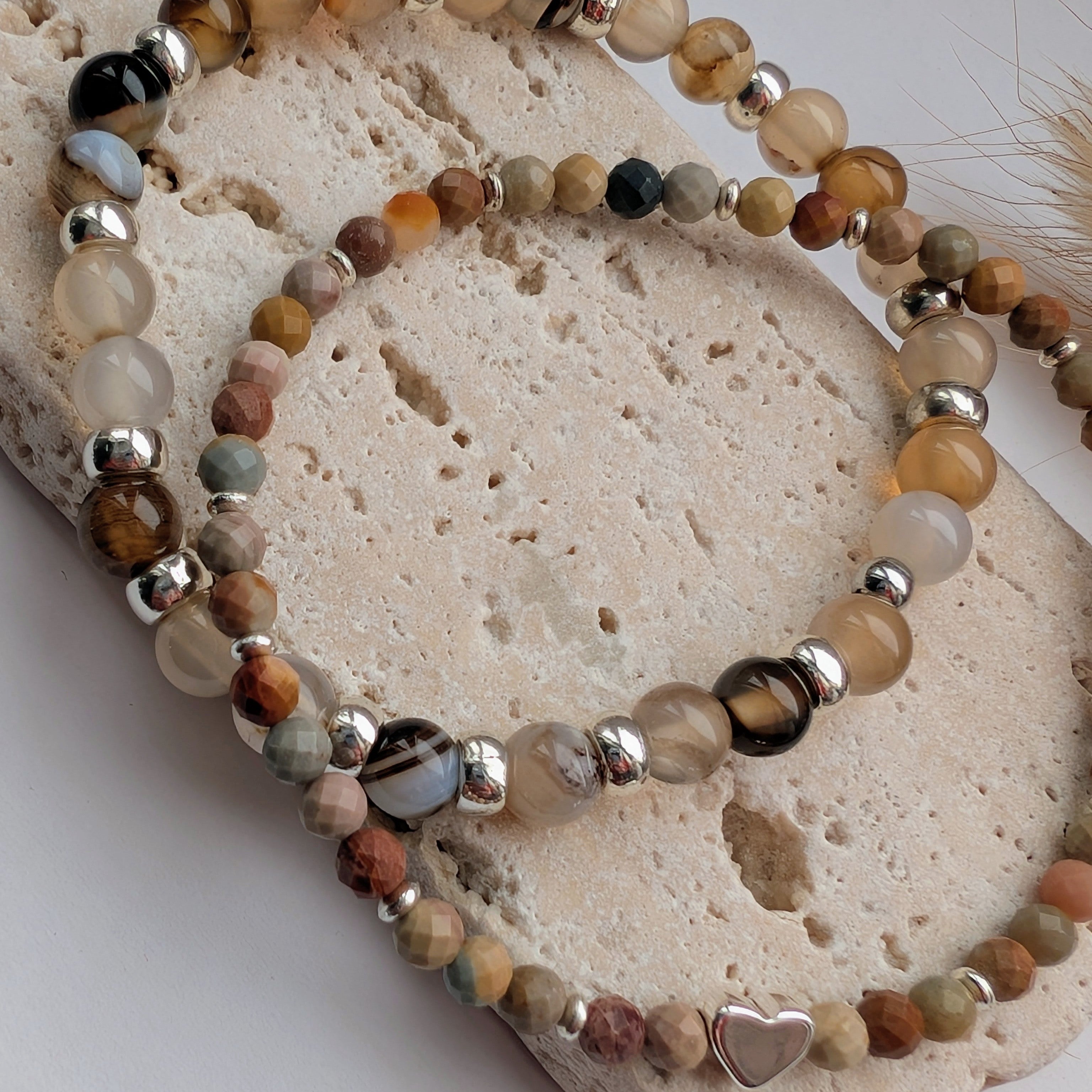 Aurea – Natursteinarmbandset (Jaspis & Achat)