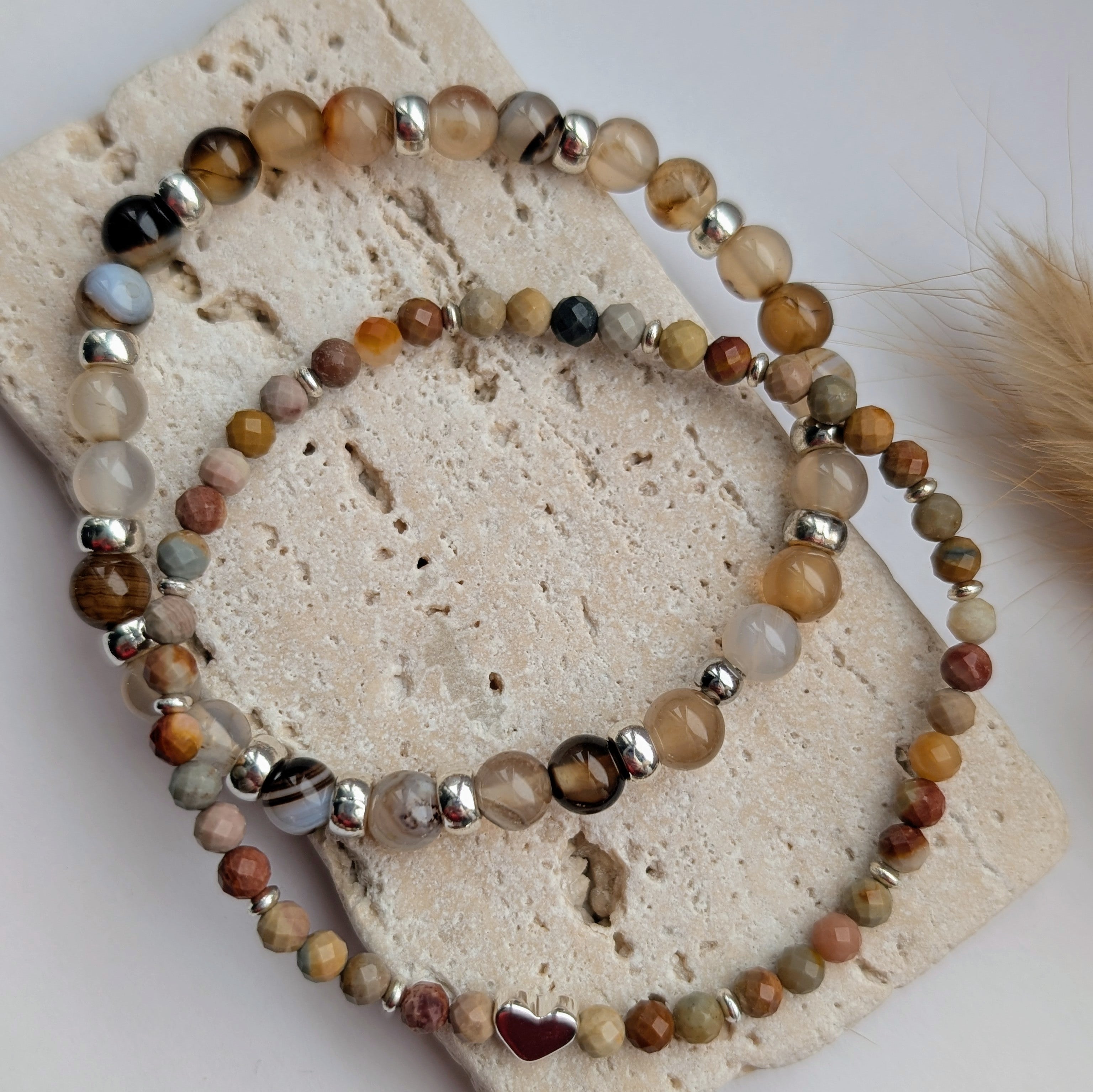 Aurea – Natursteinarmbandset (Jaspis & Achat)