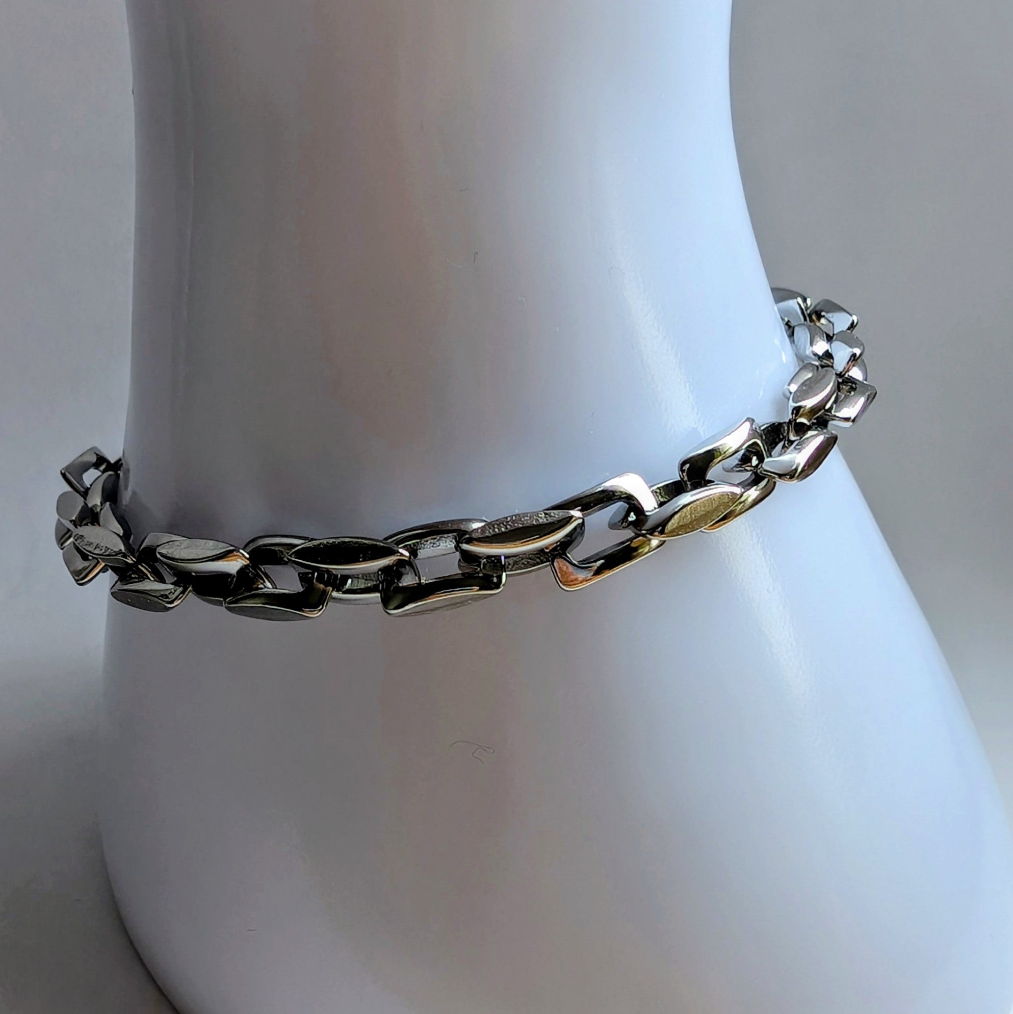 Edelstahl-Gliederarmband – Silber, breit & modern