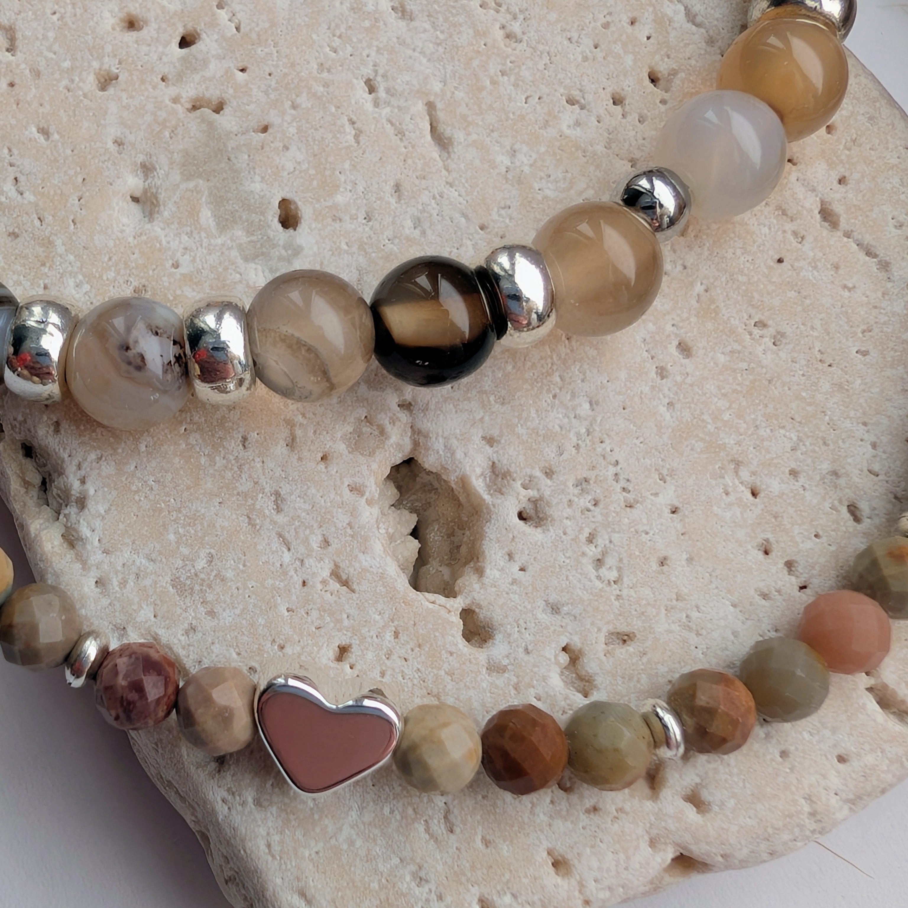 Aurea – Natursteinarmbandset (Jaspis & Achat)