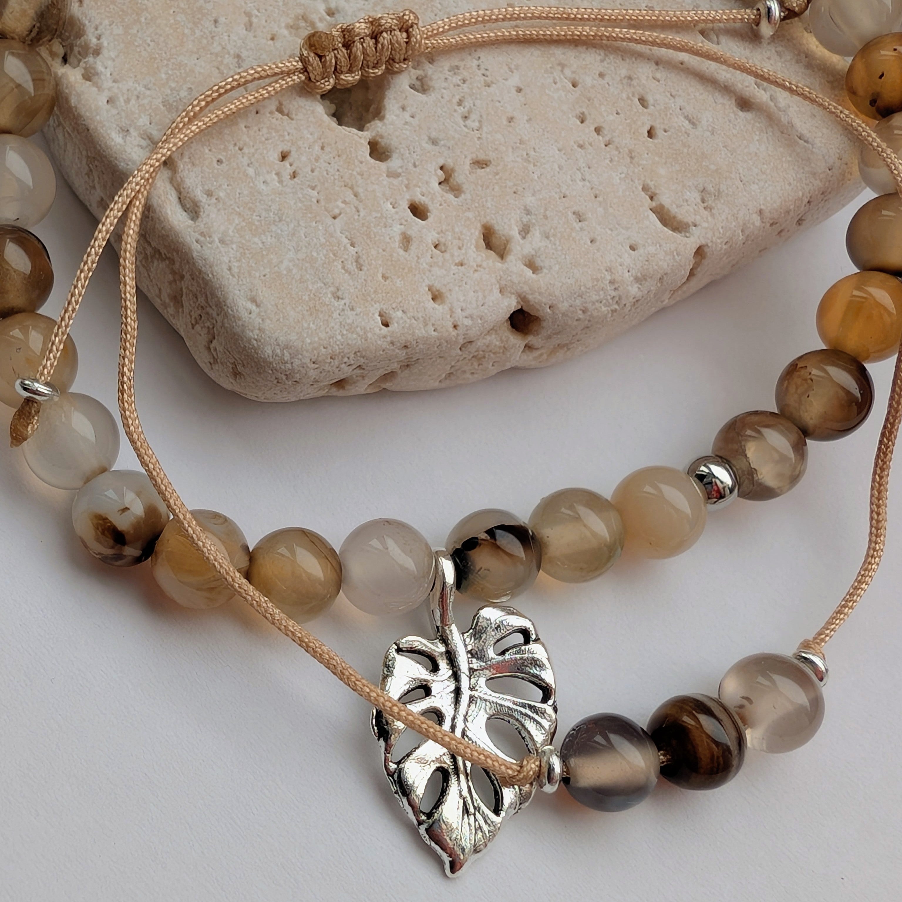 Solena – Natursteinarmbandset (Achat & Rauchquarz)