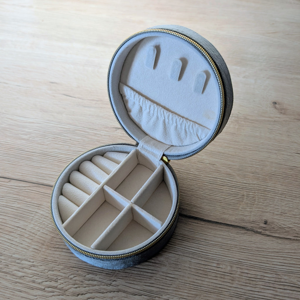 Schmuckcase – rund - grau