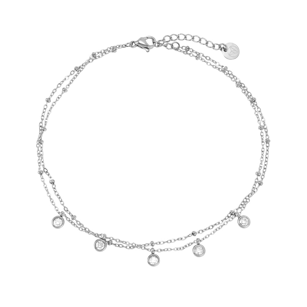 Fußkettchen "Sternenlicht" | Doppelreihiges Fußkettchen mit Zirkonia von Dottilove